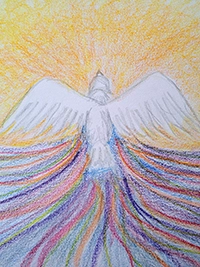 Art therapy by client showing bird