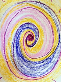 Art therapy by client showing spiral of colours